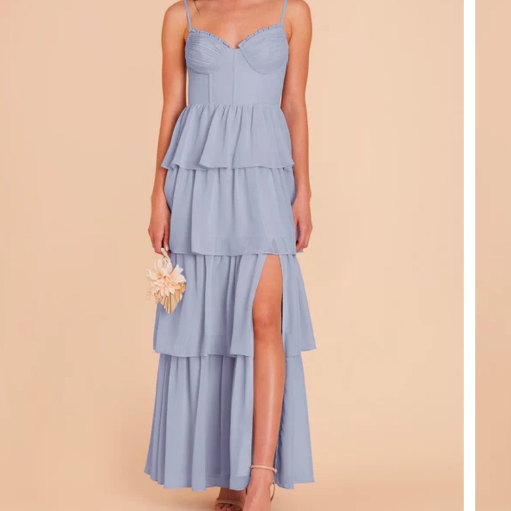 Birdy Grey Lola Chiffon Dress - DUSTY BLUE / BRIDESMAID